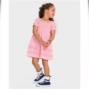 NWT The Children’s Place Pink Gingham Smocked Poplin Girls’ Dress- 3T